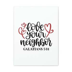 Scripture Sign Love Your Neighbor Galatians 5:14 Red Heart Christian Wall Art B